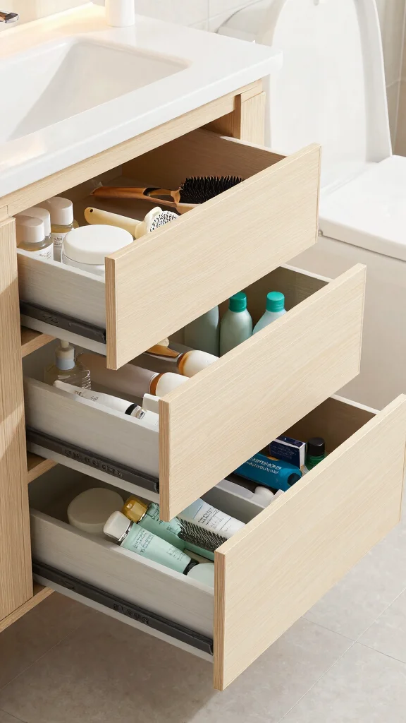10 Bathroom Cabinet Organization Tips That Keep Everything in Order - 9. Incorporate Pull-Out Drawers 1