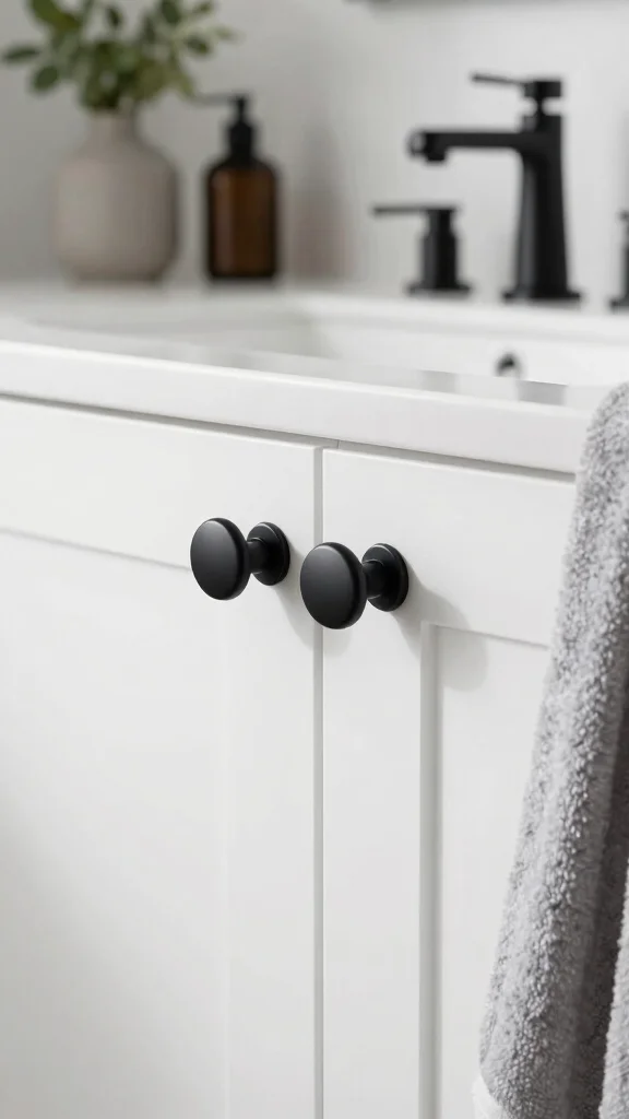 10 Bathroom Knob and Pull Ideas That Upgrade Cabinets in Minutes - 3. Sleek Matte Black Hardware 1