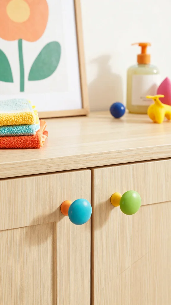 10 Bathroom Knob and Pull Ideas That Upgrade Cabinets in Minutes - 7. Colorful Resin Knobs 1