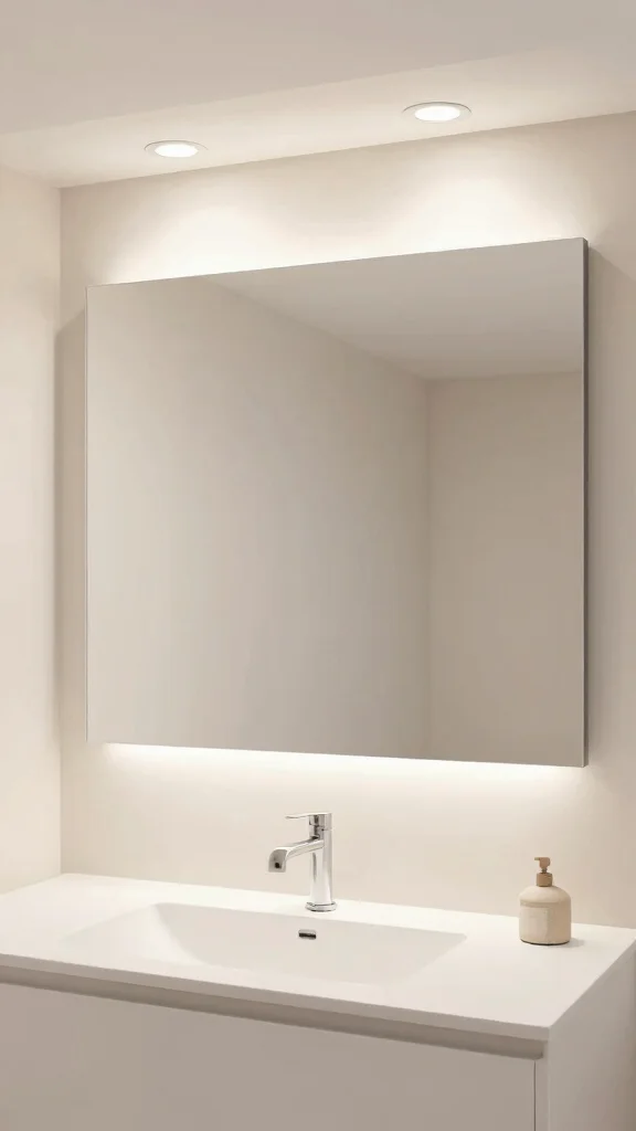 10 Bathroom Lighting Over Mirror Ideas for the Most Flattering Light - 10. Minimalist Recessed Lighting 1