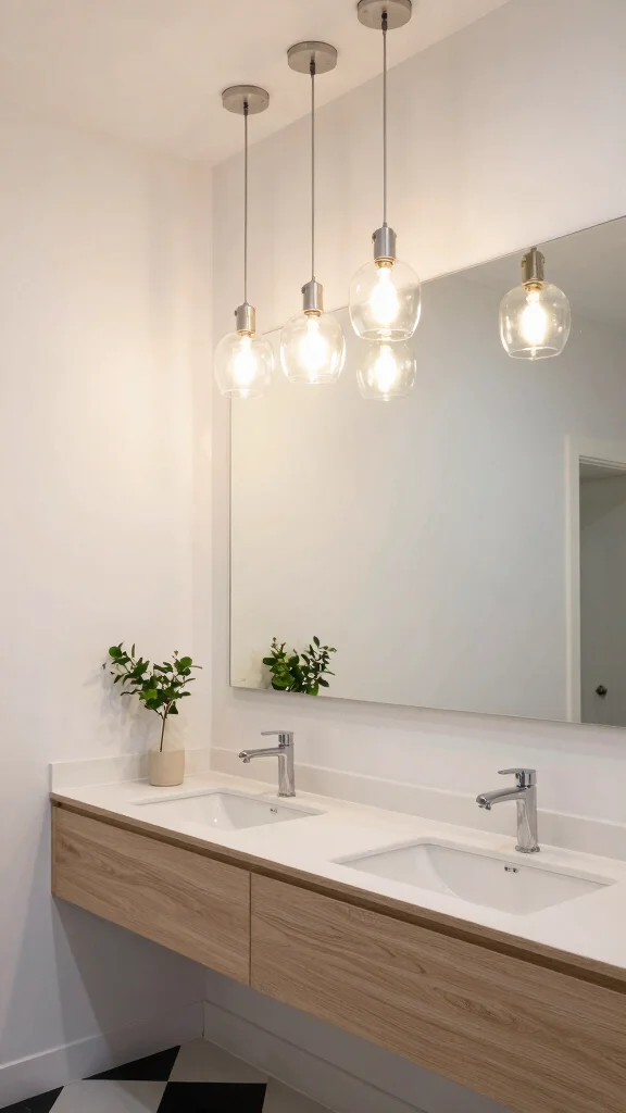 10 Bathroom Lighting Over Mirror Ideas for the Most Flattering Light - 2. Pendant Lights for a Touch of Drama 1