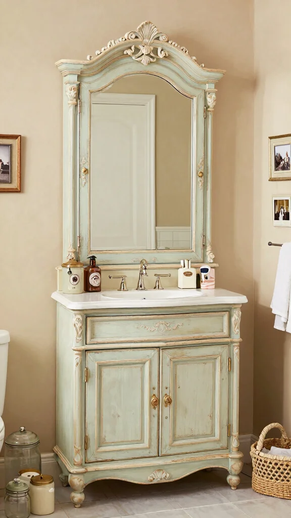 10 Bathroom Mirror Cabinet Ideas That Hide Clutter in Plain Sight - 2. Vintage Charm 1