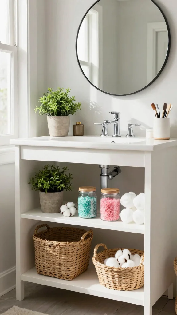 10 Bathroom Vanity Makeover Ideas That Transform the Whole Room - 4. Use Open Shelving 1