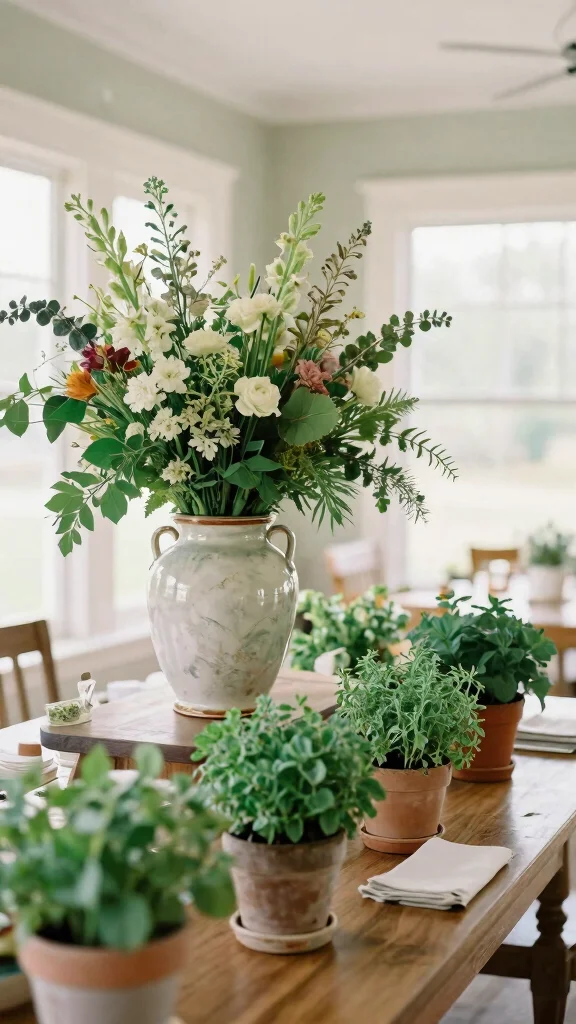 10 Dining Room Buffet Decor Ideas That Look Curated and Elegant - 4. Greenery and Florals 1