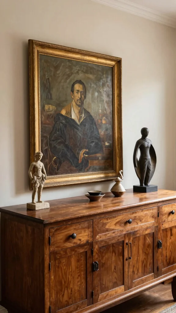 10 Dining Room Buffet Decor Ideas That Look Curated and Elegant - 5. Artistic Touches 1