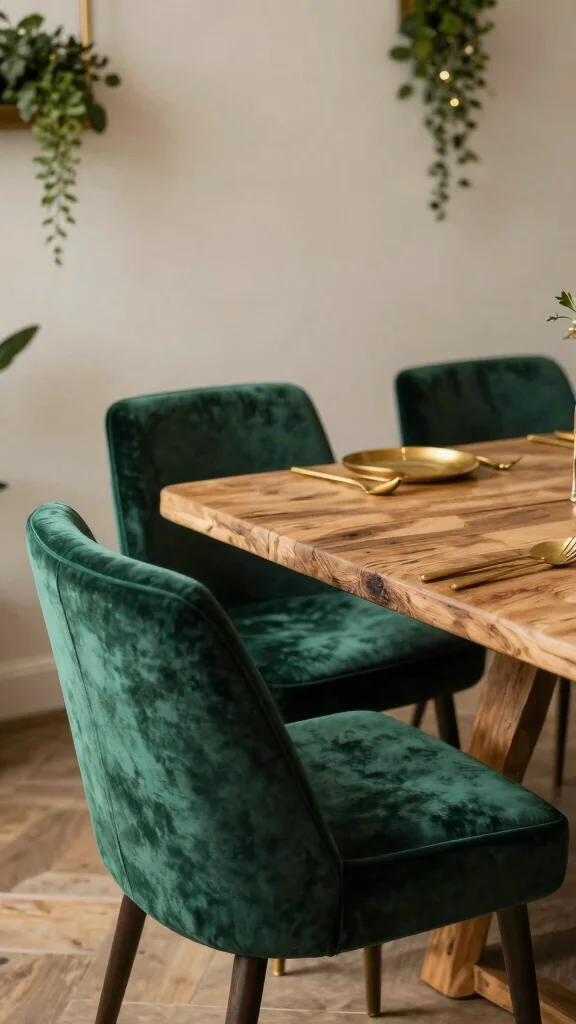 10 Dining Room Green Chair Ideas That Add Life to the Table - 1. Velvet Elegance 1