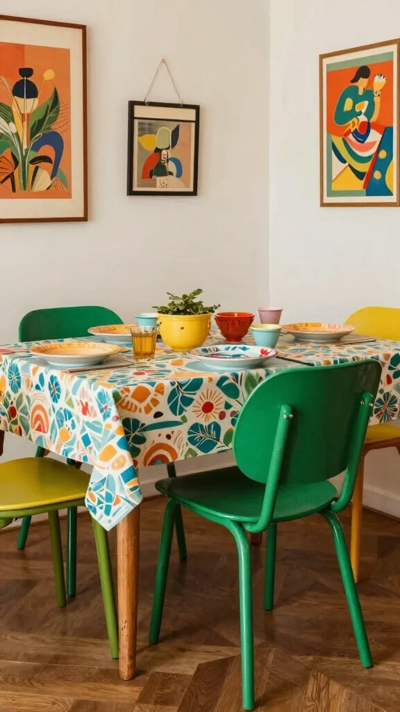 10 Dining Room Green Chair Ideas That Add Life to the Table - 9. Retro Fun 1