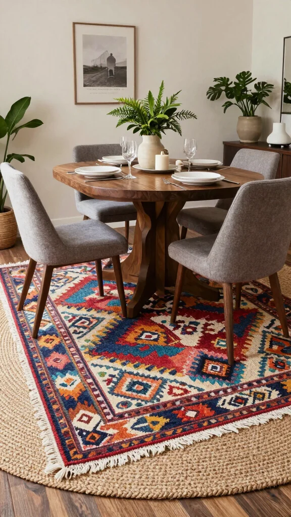 10 Dining Room Jute Rug Ideas for a Natural, Textured Look - 1. Layered Textures 1