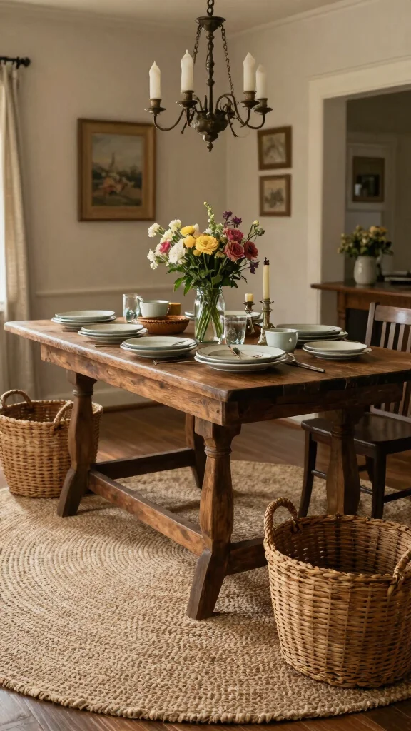 10 Dining Room Jute Rug Ideas for a Natural, Textured Look - 3. Rustic Charm 1