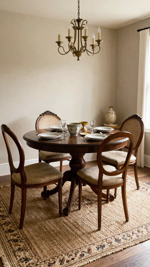 10 Dining Room Jute Rug Ideas for a Natural, Textured Look - 5. Vintage Elegance 1