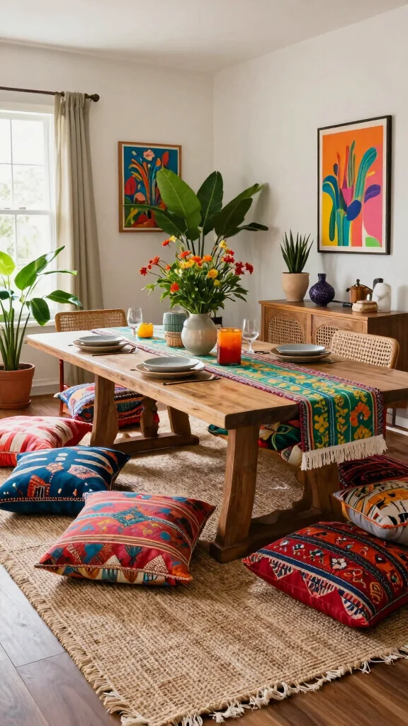 10 Dining Room Jute Rug Ideas for a Natural, Textured Look - 6. Bohemian Bliss 1