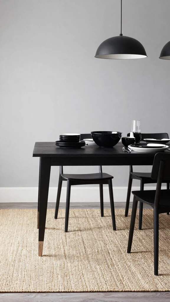 10 Dining Room Jute Rug Ideas for a Natural, Textured Look - 7. Monochrome Magic 1