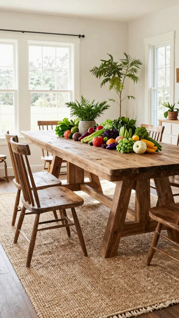 10 Dining Room Jute Rug Ideas for a Natural, Textured Look - 8. Farm-to-Table Feel 1