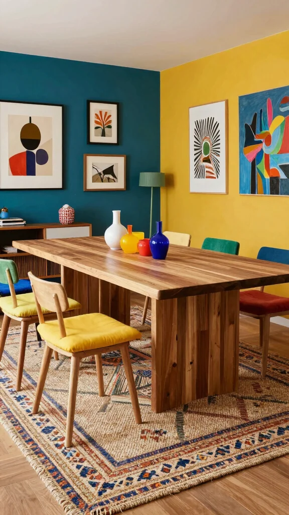 10 Dining Room Jute Rug Ideas for a Natural, Textured Look - 9. Artistic Flair 1