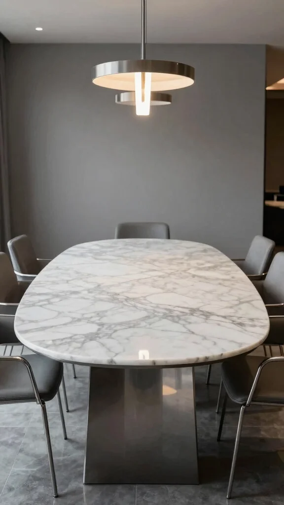 10 Dining Room Oval Table Ideas for Rooms That Need a Softer Shape - 3. Sleek Marble Elegance 1