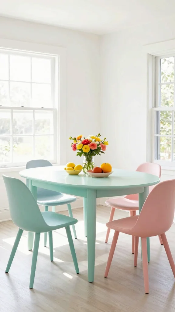 10 Dining Room Oval Table Ideas for Rooms That Need a Softer Shape - 4. Playful Pastels 1
