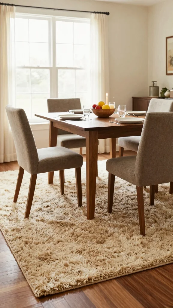 10 Dining Room Rug Ideas for Under the Table That Always Work - 10. Shag Rugs for Extra Comfort 1