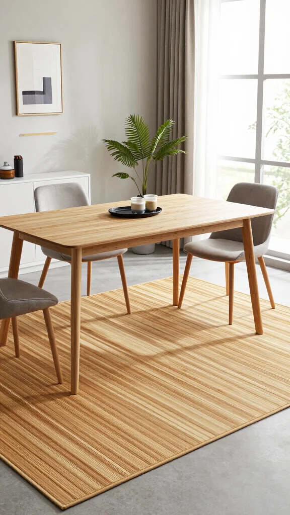 10 Dining Room Rug Ideas for Under the Table That Always Work - 5. Eco-Friendly Bamboo Rugs for a Chic Look 1
