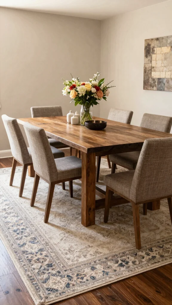 10 Dining Room Rug Ideas for Under the Table That Always Work - 7. Layered Rugs for Dynamic Textures 1