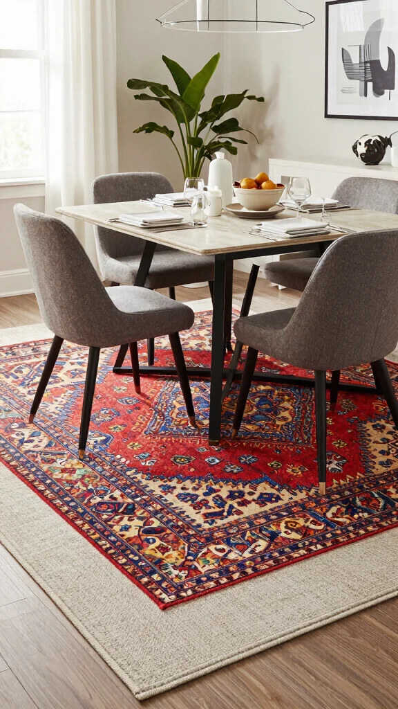 10 Dining Room Rug Size Tips So You Never Pick the Wrong One - 3. Play with Layering 1