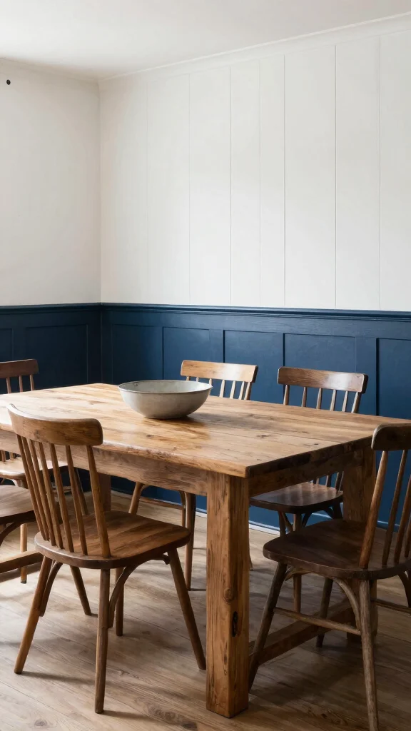 10 Dining Room Wainscoting Ideas for a Classic, Polished Look - 10. Farmhouse Chic Two-Tone Wainscoting 1