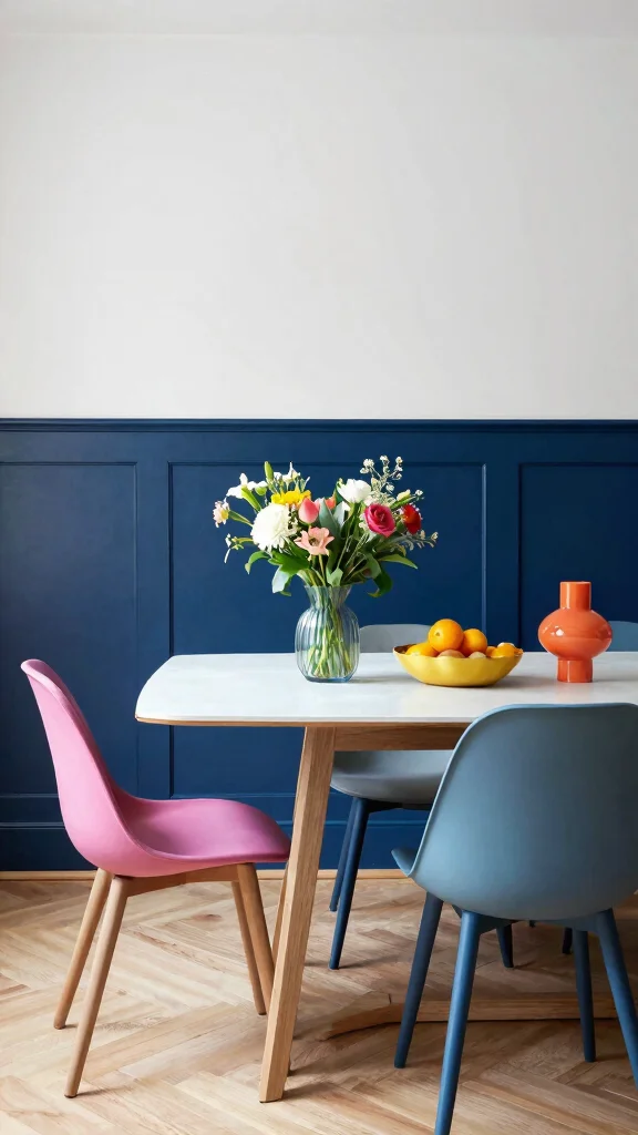 10 Dining Room Wainscoting Ideas for a Classic, Polished Look - 6. Bold Color Blocked Wainscoting 1