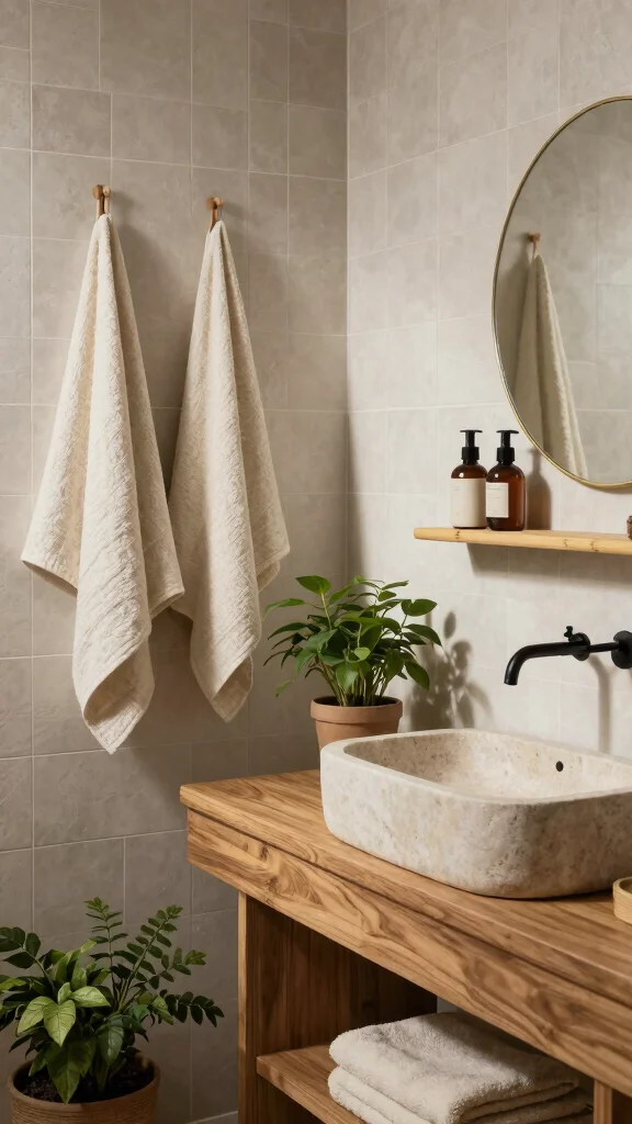10 Japandi Restroom Ideas for a Calm, Minimal, and Airy Space - 1. Incorporate Natural Materials 1