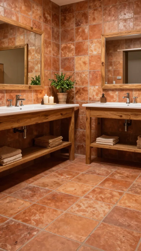 10 Restroom Flooring Ideas That Are Stylish and Easy to Clean - 8. Terracotta: Rustic Charm 1
