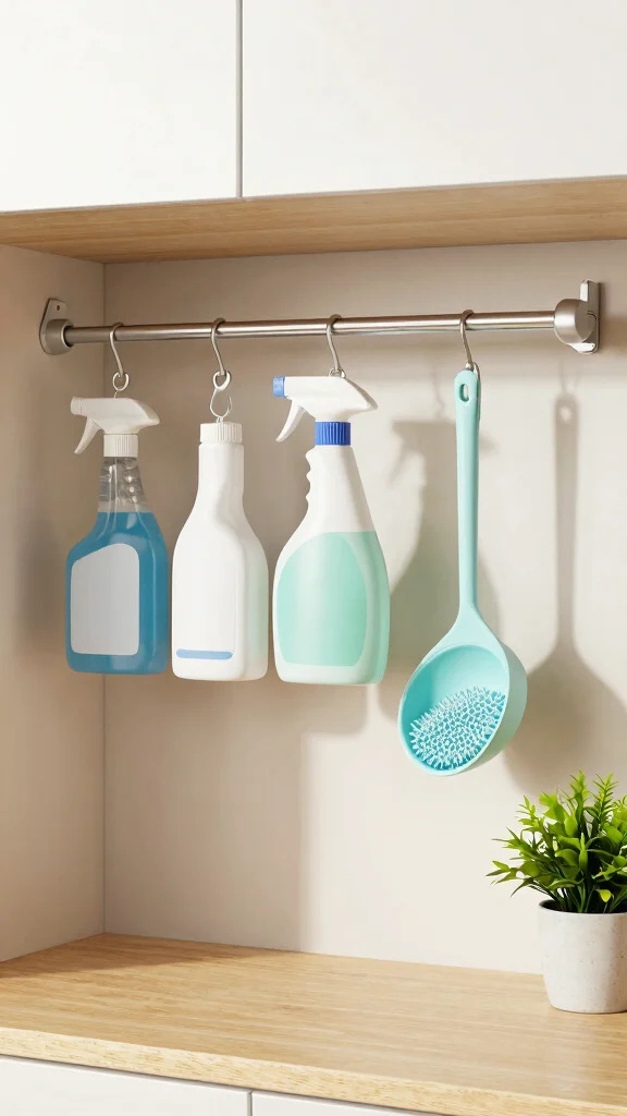 10 Restroom Under-Sink Organization Ideas That Use Every Inch - 4. Tension Rods for Hanging Solutions 1