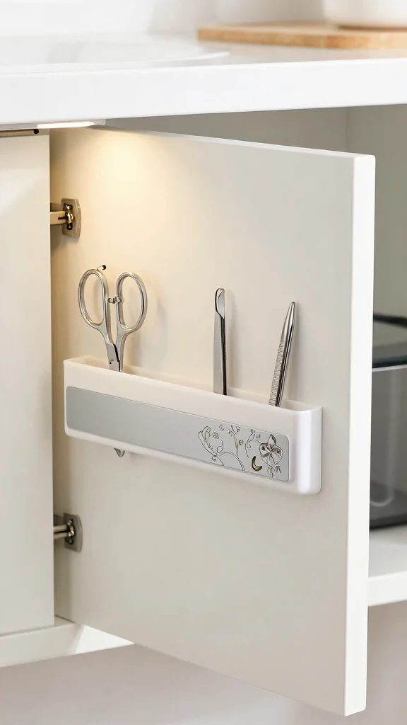 10 Restroom Under-Sink Organization Ideas That Use Every Inch - 8. Magnetic Strips for Small Metallic Items 1