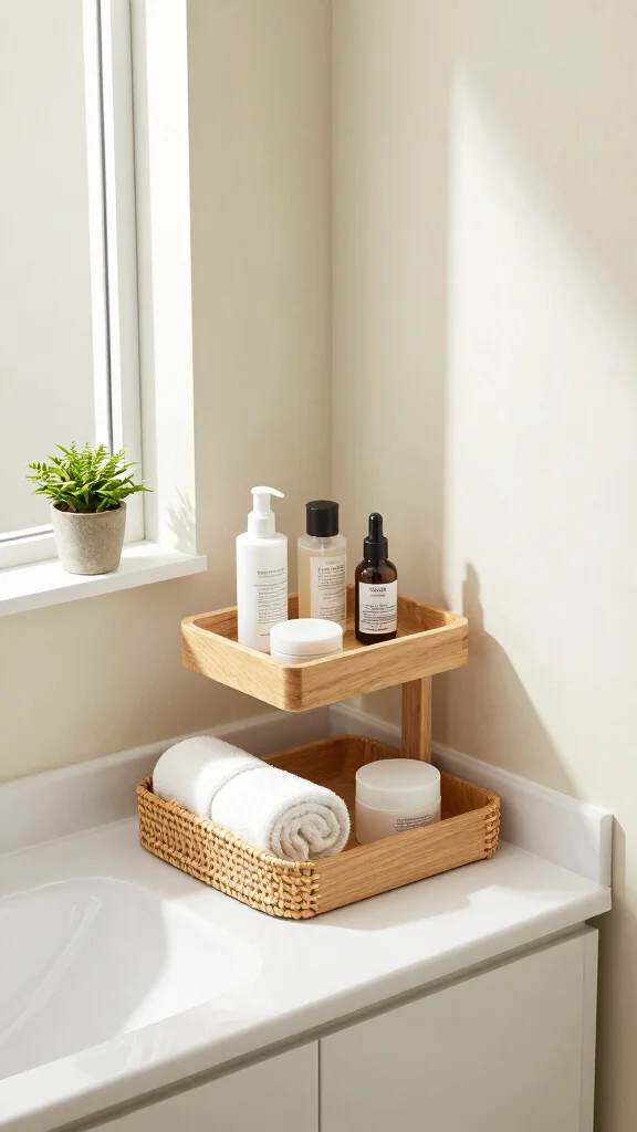 10 Restroom Vanity Decor Ideas That Keep the Counter Looking Styled - 1. Use Multi-functional Storage 1