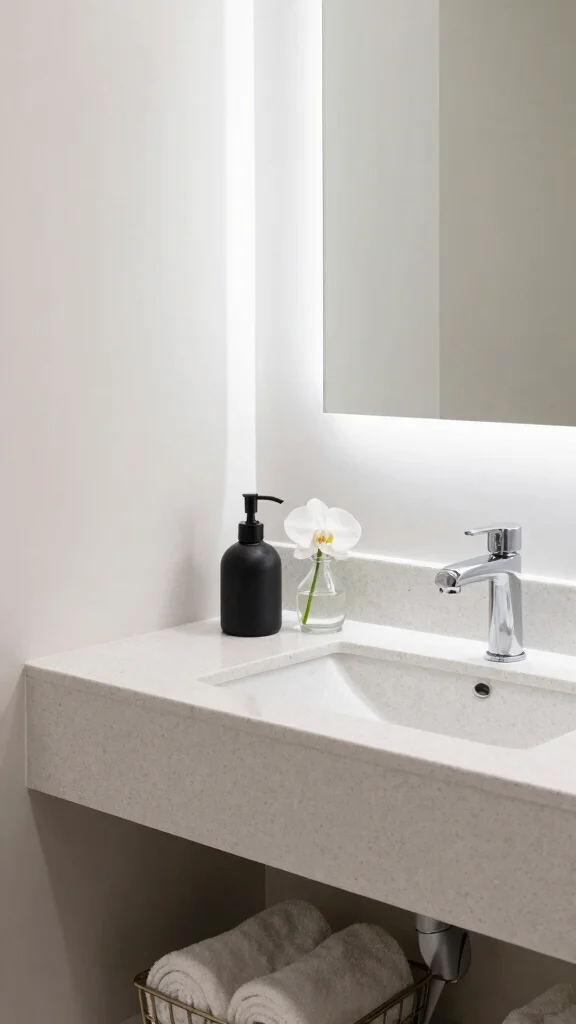 10 Restroom Vanity Decor Ideas That Keep the Counter Looking Styled - 3. Embrace Minimalism 1