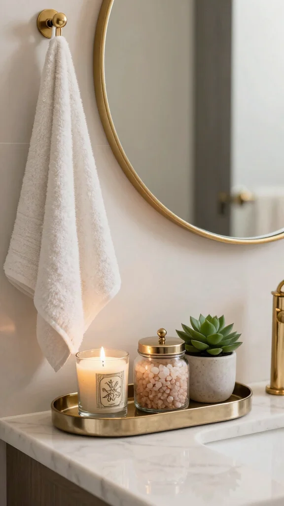 10 Restroom Vanity Decor Ideas That Keep the Counter Looking Styled - 4. Add Stylish Vanity Accessories 1
