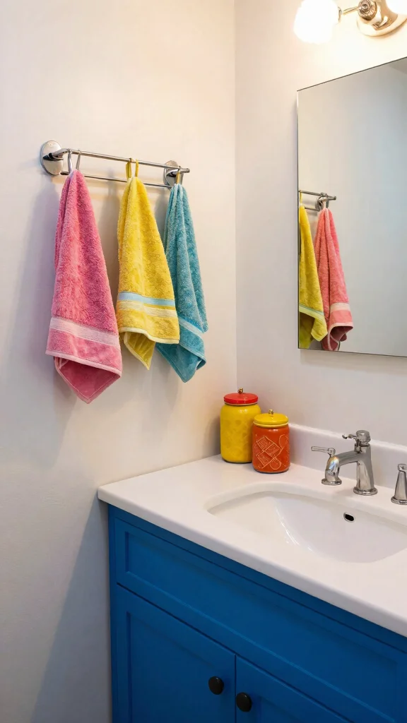 10 Restroom Vanity Decor Ideas That Keep the Counter Looking Styled - 8. Use Color Creatively 1