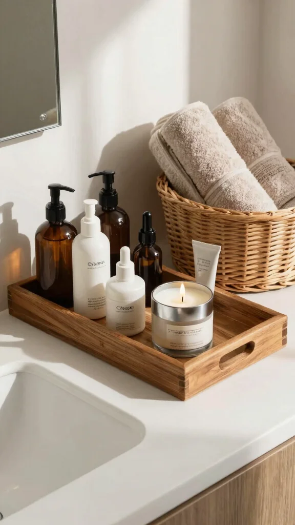 10 Restroom Vanity Decor Ideas That Keep the Counter Looking Styled - 9. Play with Texture 1