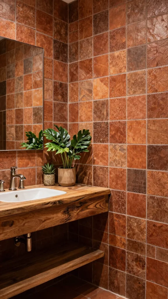 10 Restroom Zellige Tile Ideas for a Textured, Handcrafted Look - 3. Earthy Tones for a Natural Touch 1