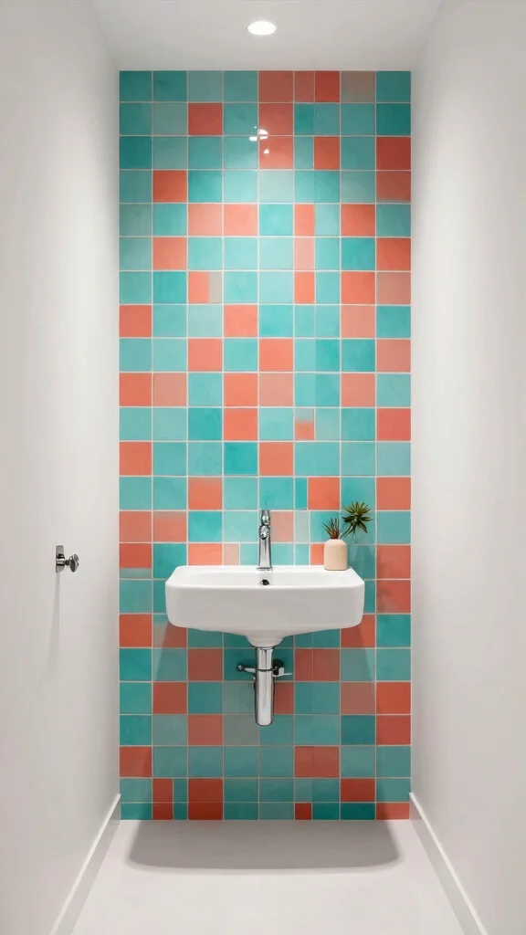 10 Restroom Zellige Tile Ideas for a Textured, Handcrafted Look - 8. Vibrant Accent Walls 1
