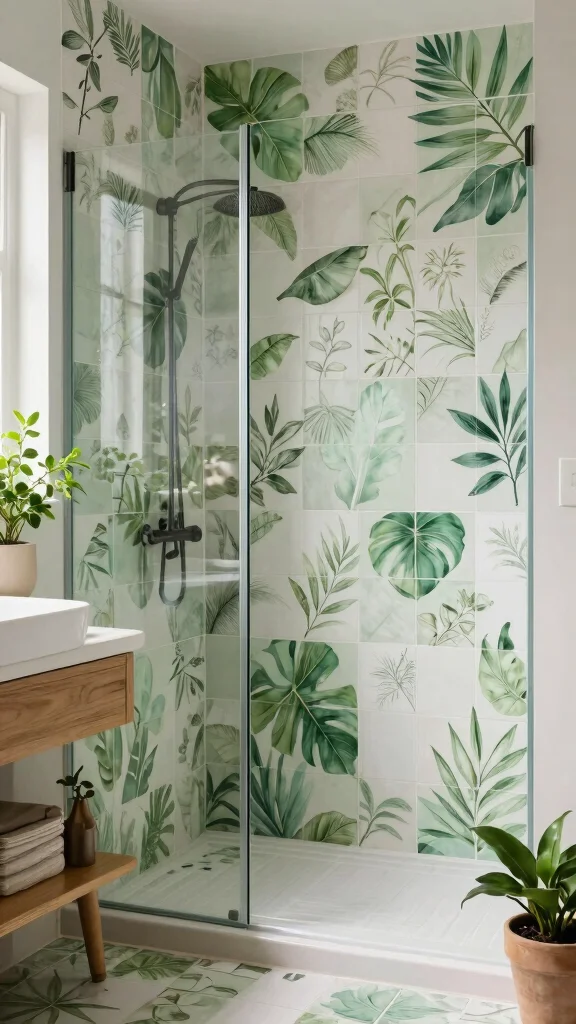 11 Bathroom Green Tile Ideas That Add Color Without Overwhelming - 10. Botanical Prints 1