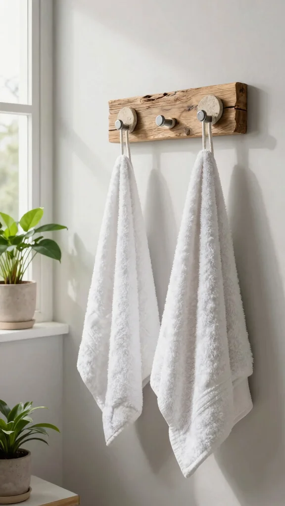 11 Bathroom Hook Suggestions for Towels That Look as Good as They Work - 7. Nature-Inspired: Wood and Stone Wonders 1