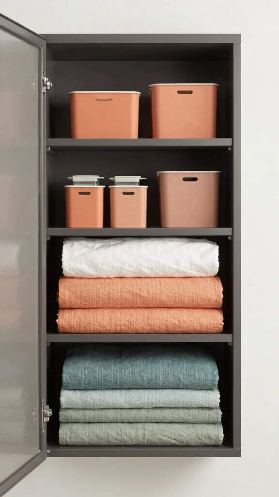 11 Bathroom Linen Cabinet Ideas for Extra Storage Done Beautifully - 11. Stylish Color Coordinated Linen Cabinets 1