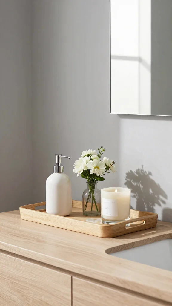 11 Bathroom Vanity Decor Ideas That Make the Counter Look Styled - 1. Elegant Tray Organization 1
