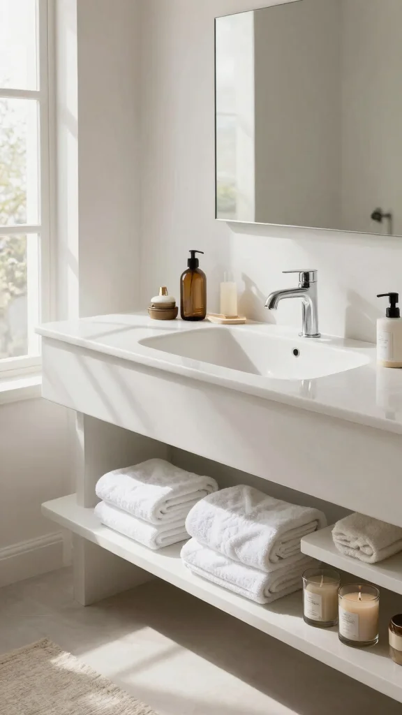 11 Bathroom Vanity Decor Ideas That Make the Counter Look Styled - 11. Color Palette Coordination 1