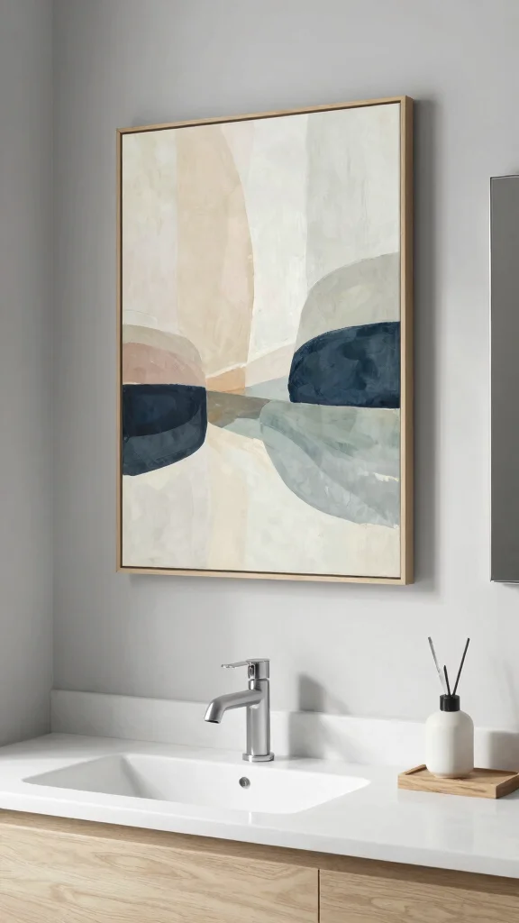 11 Bathroom Vanity Decor Ideas That Make the Counter Look Styled - 4. Chic Wall Art 1