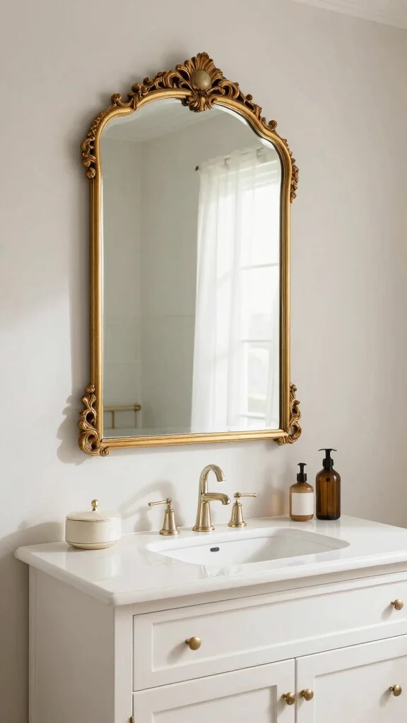 11 Bathroom Vanity Decor Ideas That Make the Counter Look Styled - 8. Decorative Mirrors 1