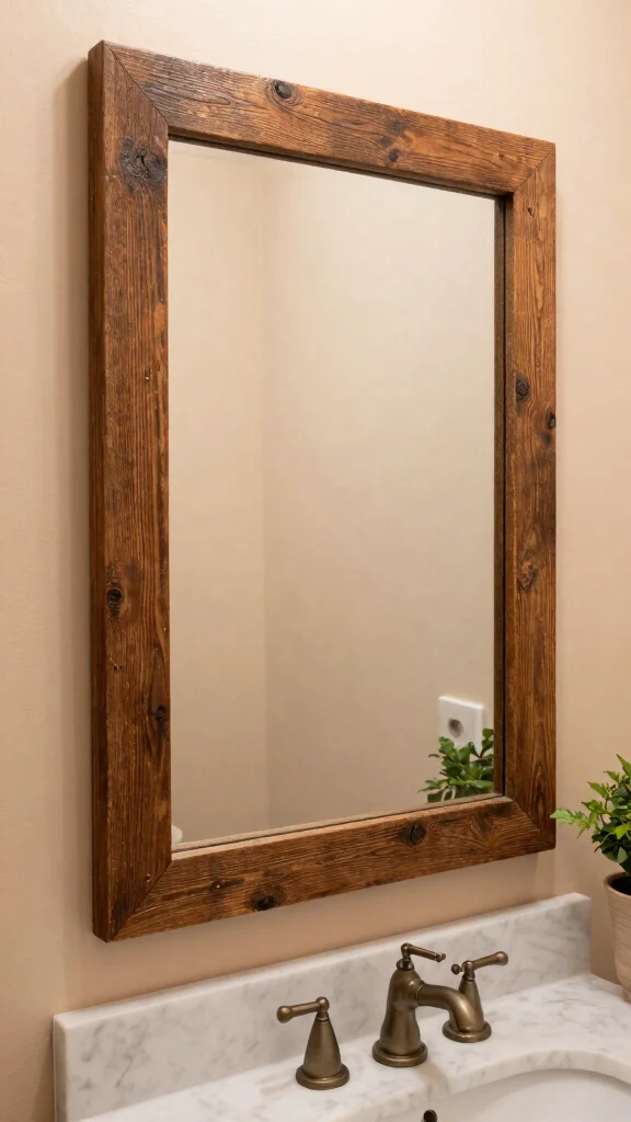 11 Bathroom Vanity Mirror Ideas for a Finished, Polished Look - 1. Reclaimed Wood Frame Mirror 1
