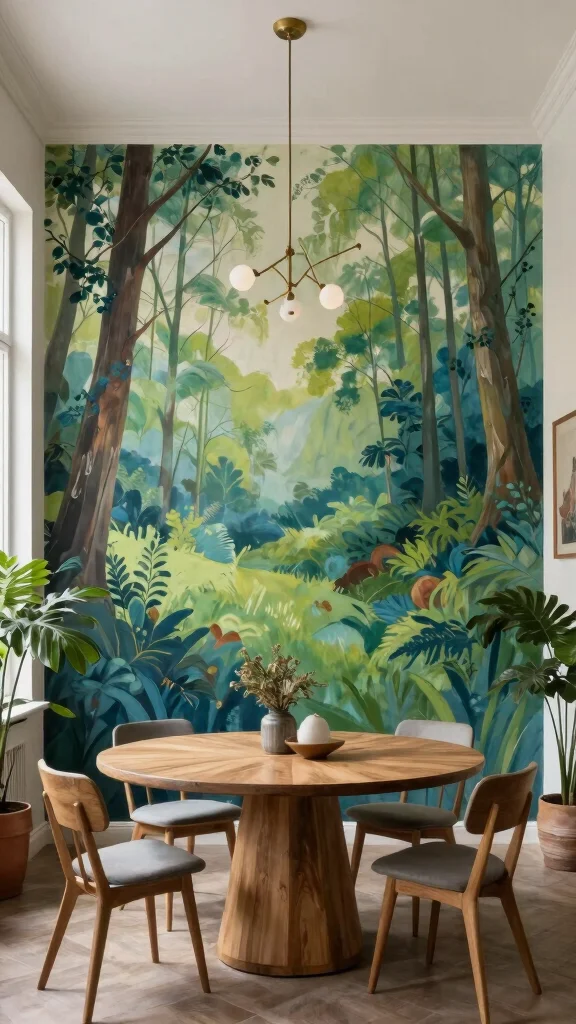 11 Dining Room Accent Wall Ideas to Make the Space Feel Special - 3. Artistic Murals 1