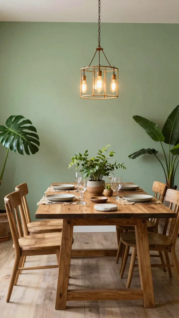 11 Dining Room Accent Wall Ideas to Make the Space Feel Special - 7. Nature-Inspired Green Paints 1