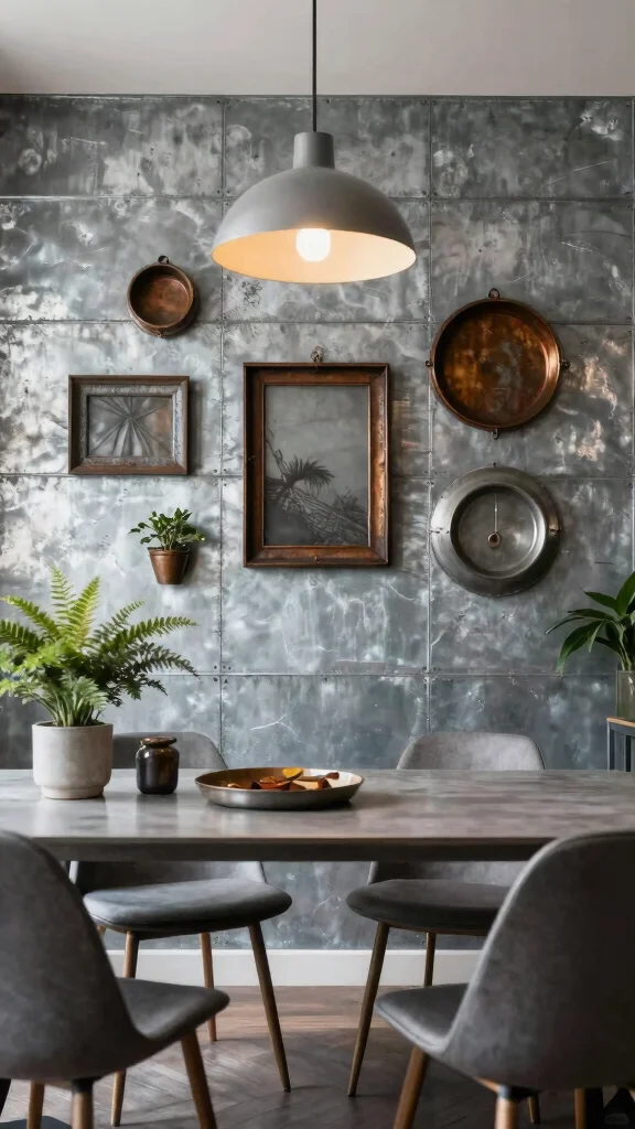 11 Dining Room Accent Wall Ideas to Make the Space Feel Special - 8. Galvanized Metal Accents 1