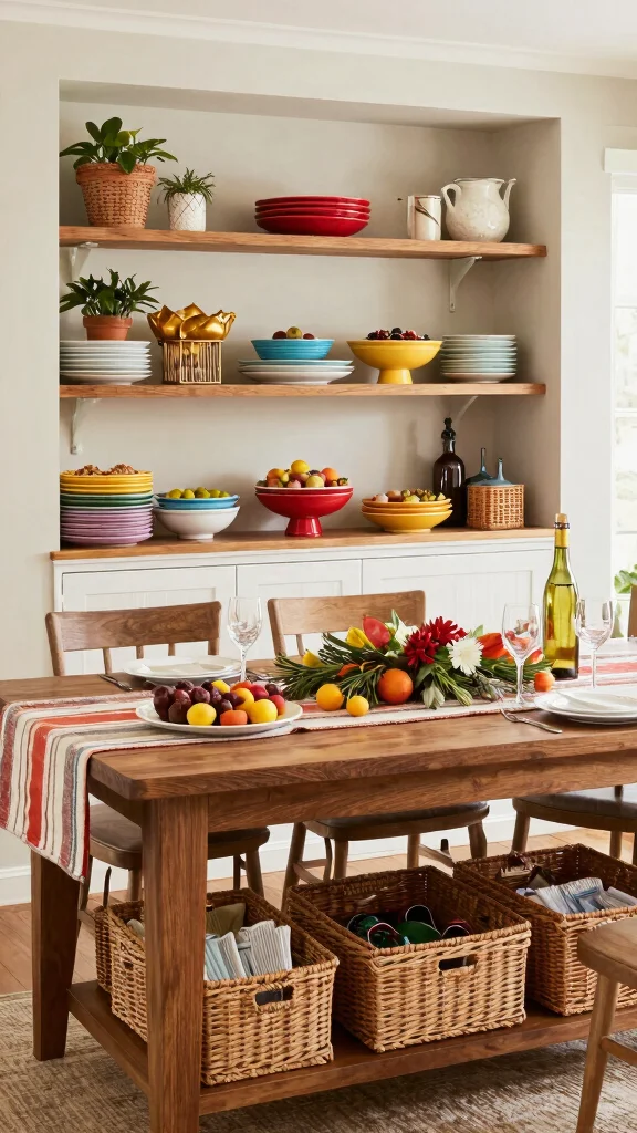 11 Dining Room Buffet Table Ideas for Extra Storage and Style - 9. Open Shelving Wonders 1