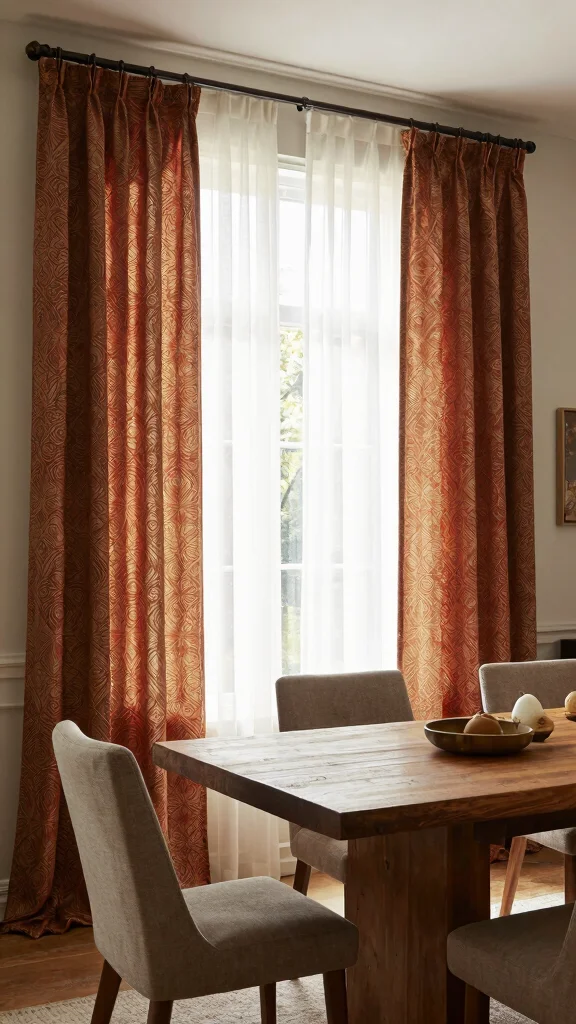 11 Dining Room Curtain Ideas for Softness, Privacy, and Style - 10. Layered Curtains for Depth and Dimension 1